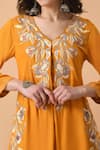 Buy Samyukta Singhania Yellow Cotton, Rayon Embroidery V-neck Floral Thread Pleat Kurta With Pant Online at Aza Fashions Buy_Samyukta Singhania_Yellow Cotton, Rayon Embroidery V-neck Floral Thread Pleat Kurta With Pant _Online_at_Aza_Fashions