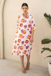 Buy_Merakus_Multi Color Cotton Poplin Print Blossom Collar Neck Shirt Dress _Online_at_Aza_Fashions