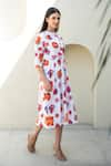 Buy_Merakus_Multi Color Cotton Poplin Print Melrose Round Neck Midi Dress _Online_at_Aza_Fashions