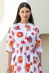 Shop_Merakus_Multi Color Cotton Poplin Print Melrose Round Neck Midi Dress _Online_at_Aza_Fashions