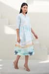 Shop_Merakus_Multi Color Cotton Poplin Print Moss Meadow Cuban Collar Dress _Online_at_Aza_Fashions