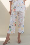 Shop_Merakus_Multi Color Cotton Poplin Print Fleur Scribble Camp Collar Wrap Jacket With Pant _Online_at_Aza_Fashions