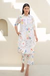 Buy_Merakus_Multi Color Cotton Poplin Print Abstract Floral Collar Neck Kurta With Pant _Online_at_Aza_Fashions