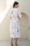 Shop_Merakus_Multi Color Cotton Poplin Print Bloom Stroke Round Neck Midi Dress _at_Aza_Fashions