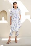 Buy_Merakus_White Cotton Poplin Print Doodle Collar Neck Kurta With Pant _at_Aza_Fashions