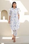 Merakus_White Cotton Poplin Print Doodle Collar Neck Kurta With Pant _Online_at_Aza_Fashions