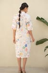 Shop_Merakus_Multi Color Cotton Poplin Print Bloom Scribble Collar Neck Shirt Dress _at_Aza_Fashions