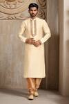 Buy_Arihant Rai Sinha_Cream Jacquard, Silk, Chanderi Embroidery Flower Woven Kurta Set _at_Aza_Fashions