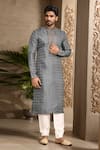 Buy Arihant Rai Sinha Blue Jacquard, Silk, Chanderi Embroidery Botanical Woven Kurta Set at Aza Fashions Buy_Arihant Rai Sinha_Blue Jacquard, Silk, Chanderi Embroidery Botanical Woven Kurta Set _at_Aza_Fashions
