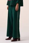 Cord_Green Corduroy Embroidery Thread Pant _Online_at_Aza_Fashions