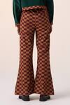 Cord_Maroon Corduroy Checkered Print Pant _Online_at_Aza_Fashions