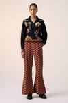 Cord_Black Corduroy Embroidery Collared Jungle Applique Cropped Shirt _Online_at_Aza_Fashions