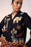 Shop_Cord_Black Corduroy Embroidery Collared Jungle Applique Cropped Shirt _Online_at_Aza_Fashions
