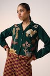 Buy_Cord_Green Corduroy Applique Collared Jungle Embroidered Shirt _at_Aza_Fashions