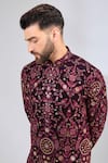 Buy_Kasbah_Maroon Georgette Embroidery Floral Thread Kurta _Online_at_Aza_Fashions