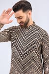 Buy_Kasbah_Black Georgette Embroidery Peacock Motif Kurta _Online_at_Aza_Fashions