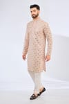Buy_Kasbah_Pink Georgette Mirrors, Zari Embroidered And Work Kurta _at_Aza_Fashions