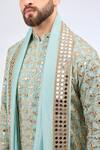 Shop_Kasbah_Blue Georgette Mirrors, Zari And Work Kurta Set _at_Aza_Fashions
