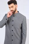 Buy_Kasbah_Gray Silk Embroidery Grey Butti Sherwani _Online_at_Aza_Fashions