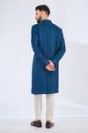 Shop_Kasbah_Blue Velvet Embroidery Geometric Sherwani _at_Aza_Fashions