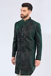 Buy_Kasbah_Green Velvet Embroidery Geometric Sherwani _at_Aza_Fashions