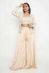 Buy_Neha Mehra_Ivory Crepe Embroidery Open Neck Ornate Vine Jacket And Pant Set _at_Aza_Fashions
