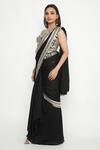 Buy_Neha Mehra_Black Satin Sequins, Zari Embroidered Pre-stitched Saree _Online_at_Aza_Fashions