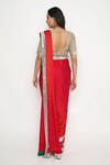 Shop_Neha Mehra_Red Satin Sequins Applique Embroidered Saree _at_Aza_Fashions