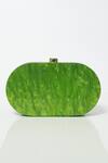 Shop_Be Chic_Green Neon 3d Textured Oval Clutch_at_Aza_Fashions