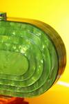 Buy_Be Chic_Green Neon 3d Textured Oval Clutch_Online_at_Aza_Fashions