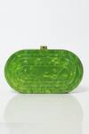 Be Chic_Green Neon 3d Textured Oval Clutch_Online