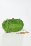 Be Chic_Green Neon 3d Textured Oval Clutch