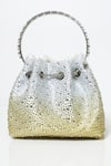 Shop_Be Chic_Gold Crystals Embellished Ombre Potli _at_Aza_Fashions