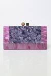 Shop_Be Chic_Purple Cut Work Ice Crack Resin Box Clutch_at_Aza_Fashions