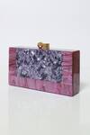 Be Chic_Purple Cut Work Ice Crack Resin Box Clutch_Online_at_Aza_Fashions