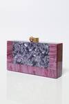 Buy_Be Chic_Purple Cut Work Ice Crack Resin Box Clutch_Online_at_Aza_Fashions
