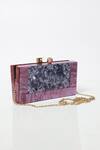 Be Chic_Purple Cut Work Ice Crack Resin Box Clutch_at_Aza_Fashions