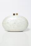 Shop Be Chic Ivory Metal Clasp Oval Clutch Online at Aza Fashions Shop_Be Chic_Ivory Metal Clasp Oval Clutch _Online_at_Aza_Fashions