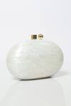 Be Chic Ivory Metal Clasp Oval Clutch at Aza Fashions Be Chic_Ivory Metal Clasp Oval Clutch _at_Aza_Fashions