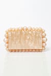 Shop_Be Chic_Gold Pearls Champagne Marble Pattern Clutch_at_Aza_Fashions