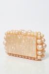 Buy_Be Chic_Gold Pearls Champagne Marble Pattern Clutch_Online_at_Aza_Fashions