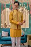 Buy_Kora By Nilesh Mitesh_Yellow Gokul Embroidered Bundi Floral Trellis Kurta Set _Online_at_Aza_Fashions