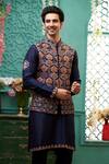 Buy_Kora By Nilesh Mitesh_Blue Prabal Embroidered Bundi Floral Mandala Set _Online_at_Aza_Fashions