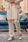 Kora By Nilesh Mitesh_Off White Prabal Embroidered Bundi Mirror Abstract Set _Online_at_Aza_Fashions
