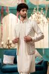 Buy_Kora By Nilesh Mitesh_Off White Prabal Embroidered Bundi Mirror Abstract Set _Online_at_Aza_Fashions