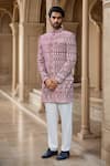 Arihant Rai Sinha Cream Silk, Velvet Embroidery Floral Thread Sherwani Set Online at Aza Fashions Arihant Rai Sinha_Cream Silk, Velvet Embroidery Floral Thread Sherwani Set _Online_at_Aza_Fashions