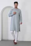 Buy_Aham-Vayam_Blue Cotton Embroidery Mint Thread Kurta Set_Online_at_Aza_Fashions