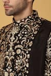 Buy_Aham-Vayam_Cream Cotton Silk Embroidery Floral Black Zari Sherwani Set 