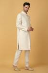 Shop_Aham-Vayam_Ivory Cotton Silk Woven Thread Sherwani Set _Online_at_Aza_Fashions