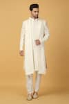 Buy_Aham-Vayam_Ivory Cotton Silk Woven Thread Sherwani Set 